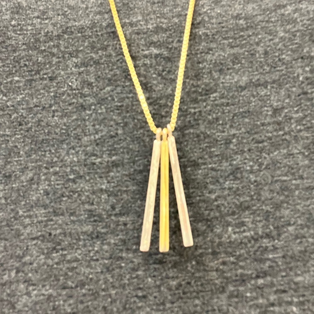 Vintage Long Gold Napier brand Necklace With 3 Gold And Silver Bar Pendants - Picture 2 of 2